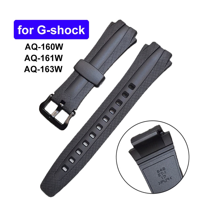 Dây Đeo Cao Su Silicone Mềm Màu Đen Thay Thế Cho Đồng Hồ Casio G-shock AQ-160W / 161W / 163W