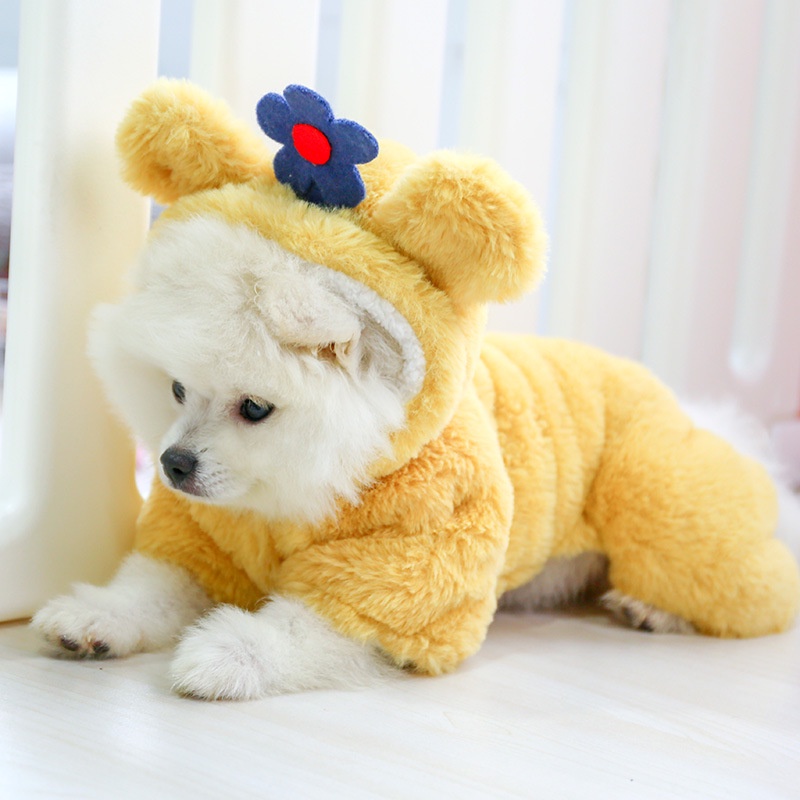 Bộ Đồ Ngủ Vải Bông Mềm Ấm Áp In Hình Hoa / Gấu Nhỏ Dễ Thương Cho Thú Cưng Shih Tzu