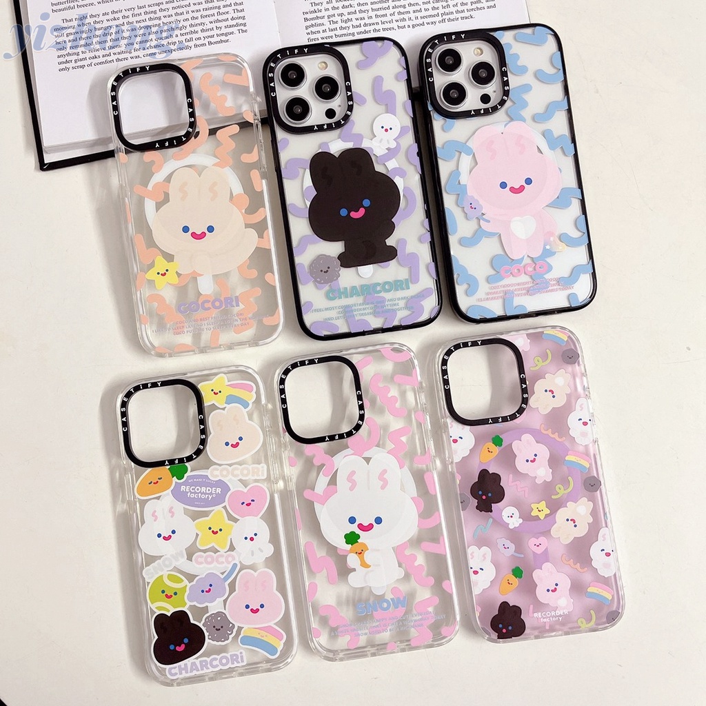 Ốp Điện Thoại TPU Mềm Từ Tính Chống Trầy In Hình Thỏ Cầu Vồng Cho iPhone 14 Pro Max 11 13 12Pro