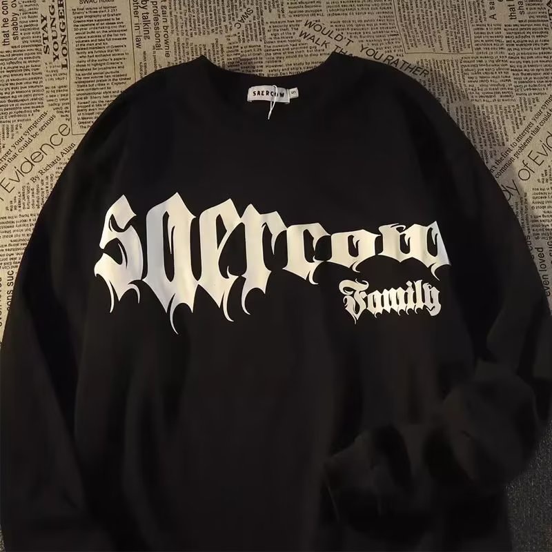 Áo Thun Cotton Dài Tay Dáng Rộng In Chữ Thời Trang Dành Cho Nam