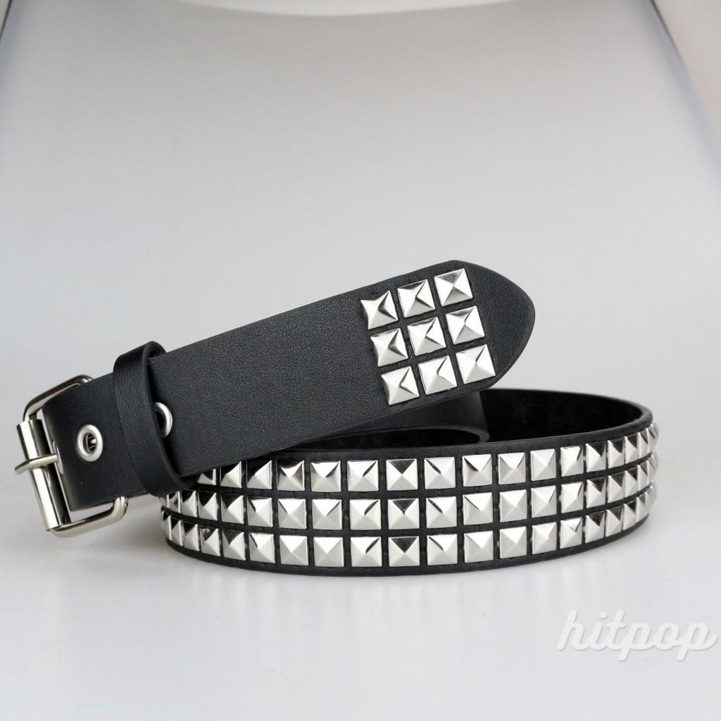 Hitpop-women men belt đinh tán da pu có thể điều chỉnh dây thắt lưng cinch cho đường phố hàng ngày
