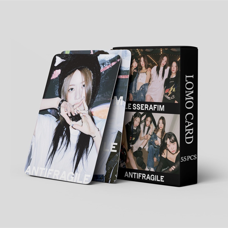 55pcs/box LE SSERAFIM FREALESS Japan Album ANTIFRAGILE Photocards KAZUHA SAKURA CHAEWON YUNJIN EUNCHAE Lomo Cards Lesserafim Kpop Postcards Kpopfan store