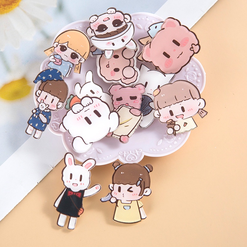 Huy Hiệu Cài Áo / Túi Xách Bằng acrylic Hình Hoạt Hình Dễ Thương