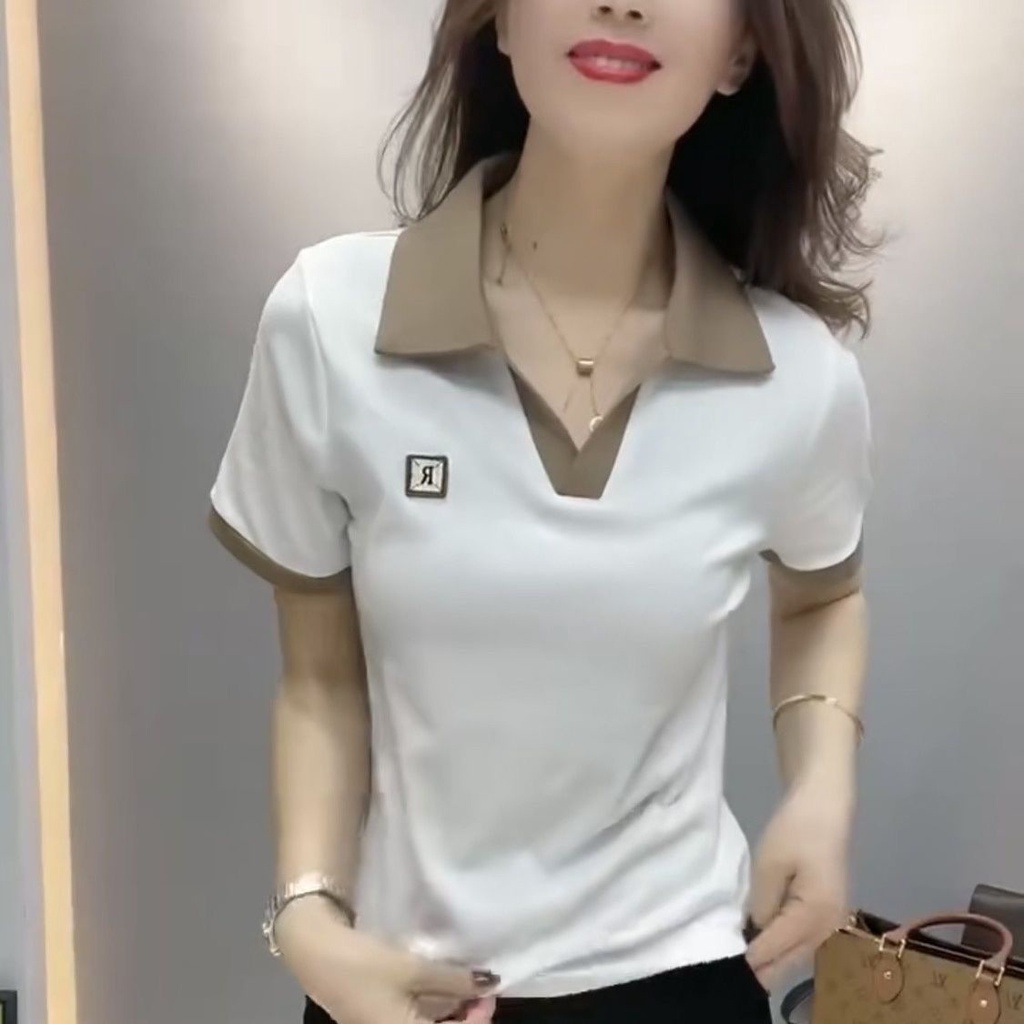 Áo Thun polo Tay Ngắn Dáng Rộng Màu Trơn Thời Trang Mới