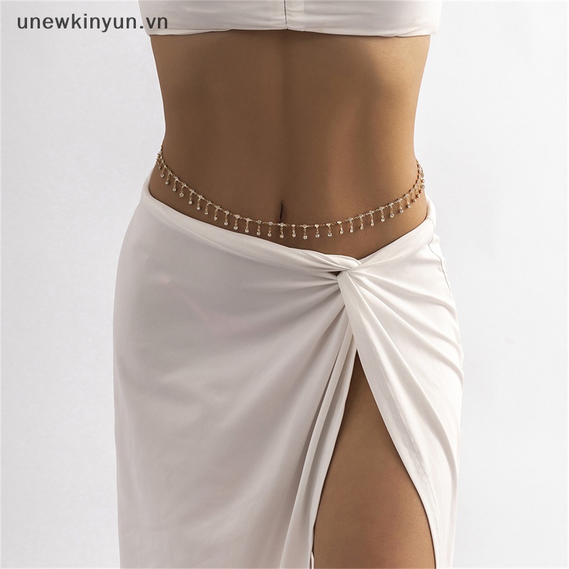 Dây Xích Đeo Hông Đính Đá Zircon Phối Tua Rua Thời Trang Cho Nữ
