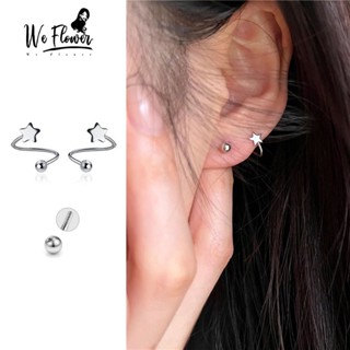 We Flower Bông Tai Mạ Bạc 925 Hình Ngôi Sao Xoắn Ốc Thời Trang Dành Cho Nam Và Nữ