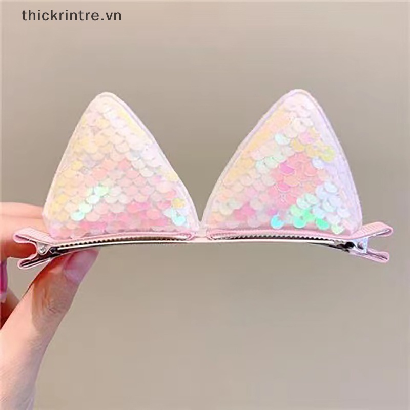 Kẹp Tóc Hình Tai Mèo Đính Kim Sa Lấp Lánh Dễ Thương Cho Bé Gái