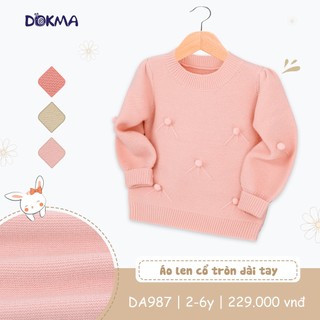 Áo len dài tay bo gấu xinh xắn dành cho bé gái dokma mã da987