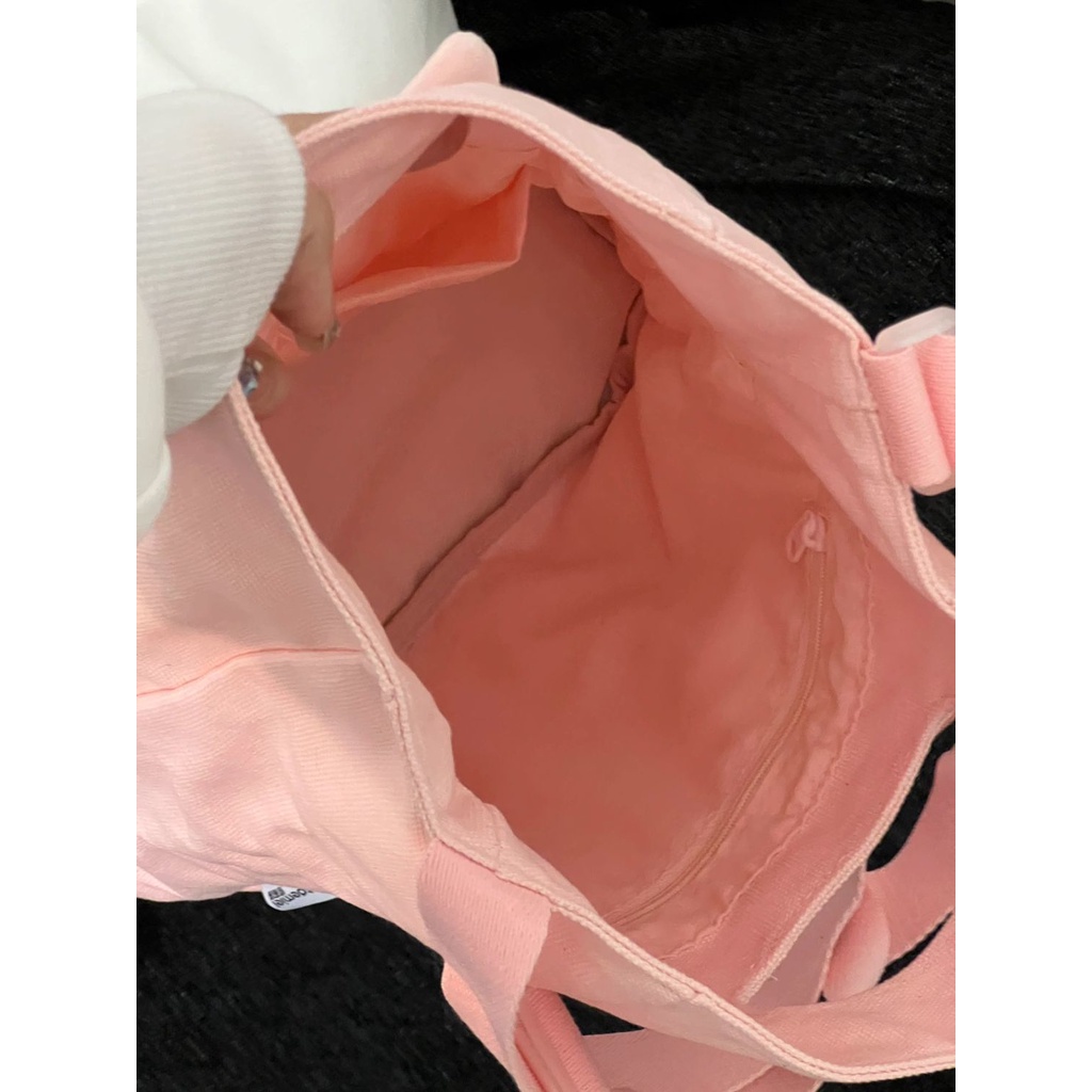 Túi Tote Vải Canvas Thân Thiện Với Môi Trường In Hình Chú Heo Đáng Yêu Kích Thước 35X28