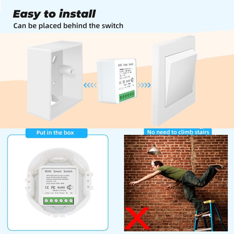 Touya Doodle 16A Smart Switch Công tắc Wifi Smart Mini Cassette Switch Trang chủ thông minh