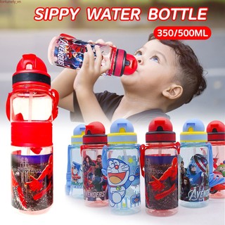 【Sẵn sàng】 【Còn hàng】Bình nước cho trẻ em 350ml/500ml Công chúa băng giá Disney Elsa Pony Kt có ống hút