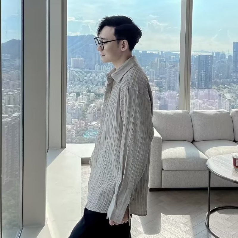 Áo Sơ Mi Nam Dài Tay Dáng Rộng Phong Cách Retro Sang Trọng