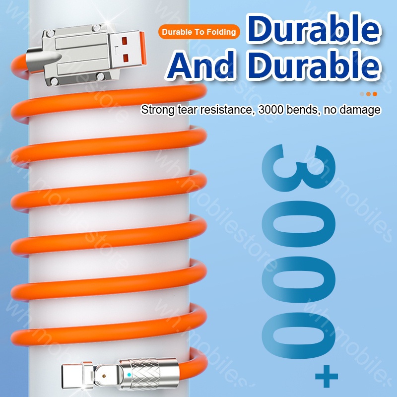 Dây Cáp Sạc Nhanh Loại C 120W 6A Bằng Silicone Dành Cho Điện Thoại Huawei Xiaomi Oppo Android