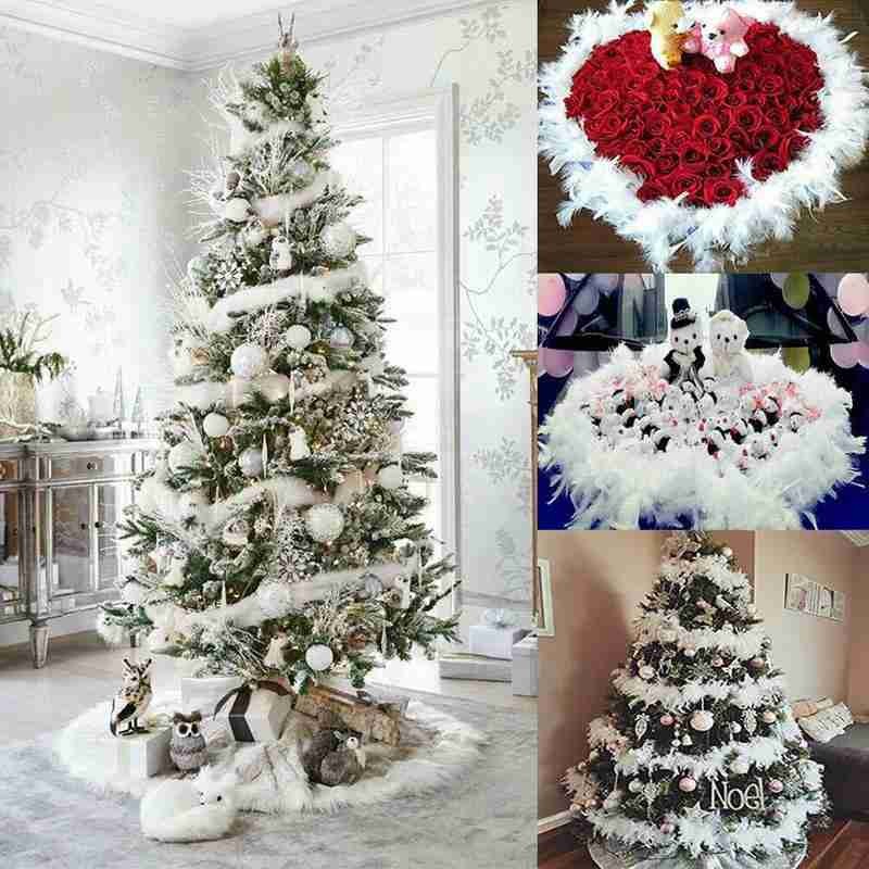 200mm trang trí giáng sinh ruy băng lông vũ xuống dải vòng hoa xmas cây thả đồ trang trí năm mới bữa tiệc đồ trang trí nội thất