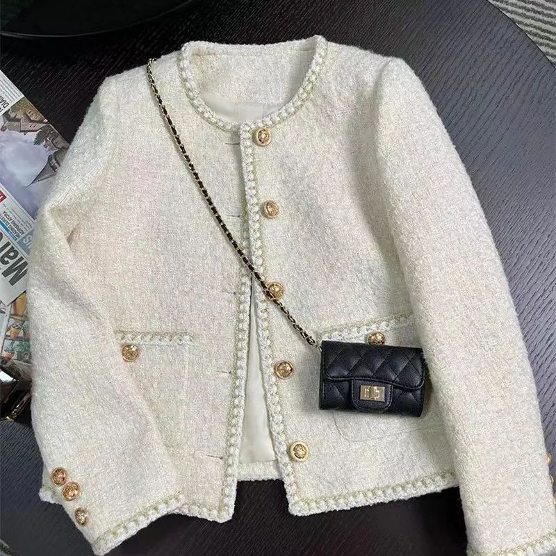 Áo Khoác Vải Tweed Dáng Ngắn Phong Cách Hàn Quốc Thời Trang Xuân Thu Hàng Mới 2023