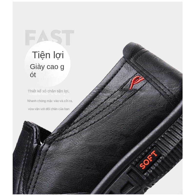 Giày da nam slip on s mules thời trang giày da đế thấp đế dày