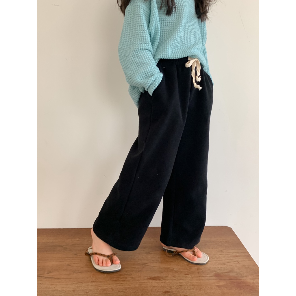 Quần nỉ dài bé gái ống suông QG369 sz 110-160, quần dài thắt dây cho trẻ em thời trang Hàn Quốc