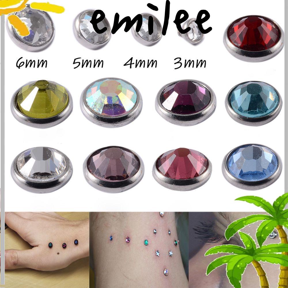 Emilee dermal piercing 3-5mm thép phẫu thuật trên da diver cz crystal dermal anchor