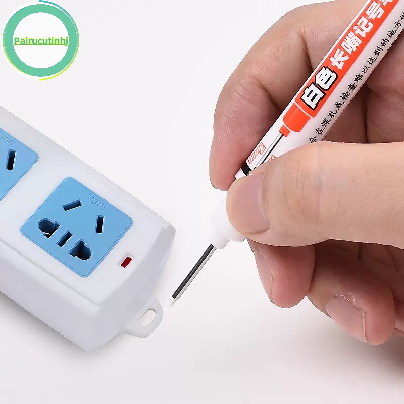 Pairhj 20mm mực trắng bút đánh dấu đầu dài phòng tắm trang trí chế biến gỗ bút đánh dấu lỗ sâu đa năng vn