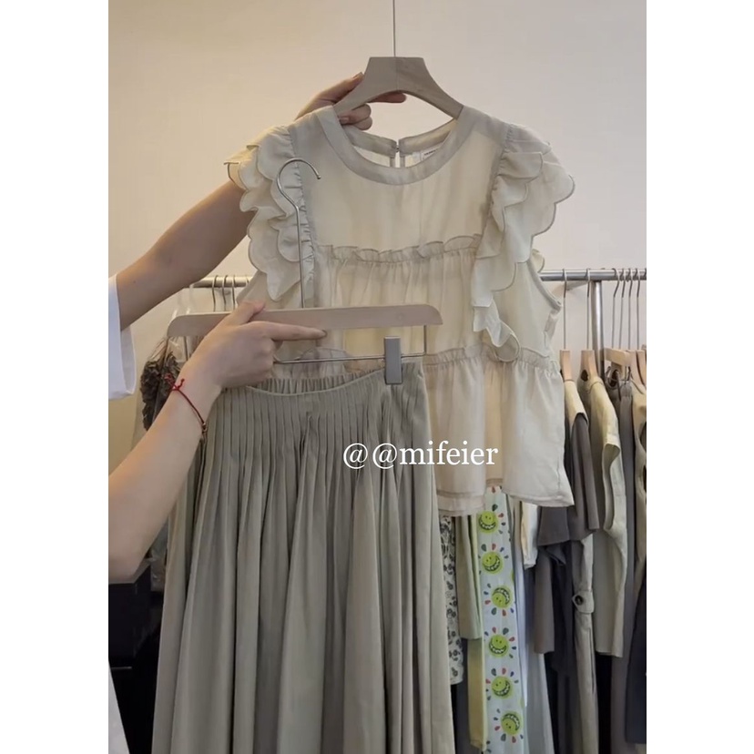 Set Áo Váy Nhún Bèo Phong Cách Mới 2023 Thời Trang Mùa Hè Cho Nữ