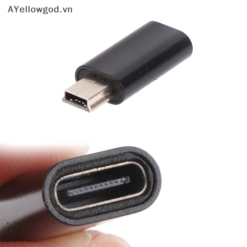 Ayellowgod mini 5 pin usb adapter b male to usb type c female data transfer connector vn