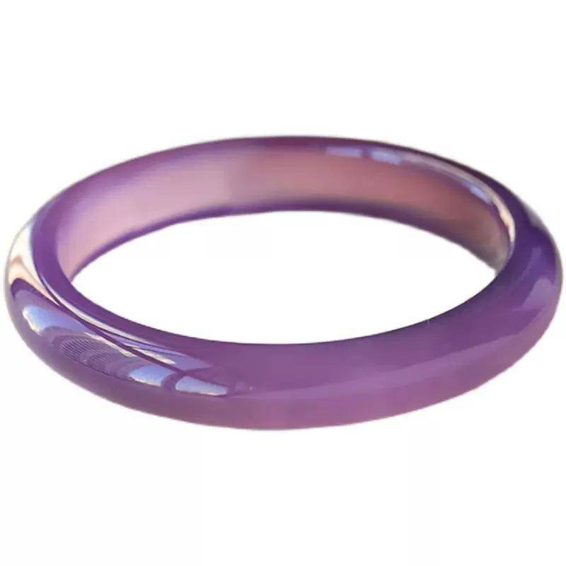 Chalcedony nữ phong cách trẻ trung vòng tay ngọc mã não dải phẳng màu hồng tím