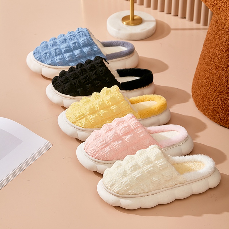 Prowow❤Dép Bông Đi Trong Nhà Đế Mềm Siêu Mỏng Giữ Ấm Mùa Đông Cho Cặp Đôi