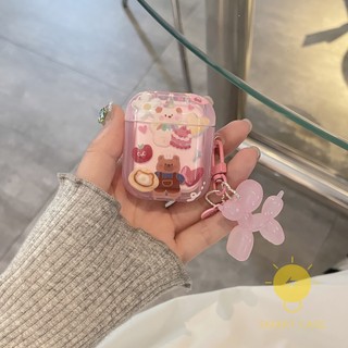 Cute bear with chain case for airpods pro2 / pro / 3 / 2 / 1 shockproof charging box silicone soft cover