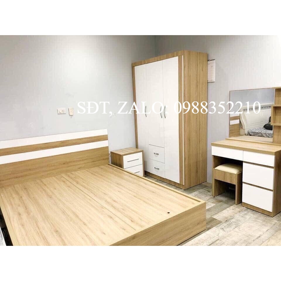Combo phòng ngủ chất liệu mdf chống cong vênh, Combo nội thất phòng ngủ giá rẻ, giường tủ gỗ công nghiệp hiện đại