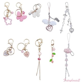 Ff diy handmade phone charm y2k five-pointed star bowknot loves lanyard keychain