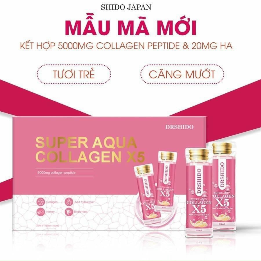 Nước Collagen Yến Sào Motree Date Mới - Super Aqua Collagen X5 - 1Hộp 10 gói