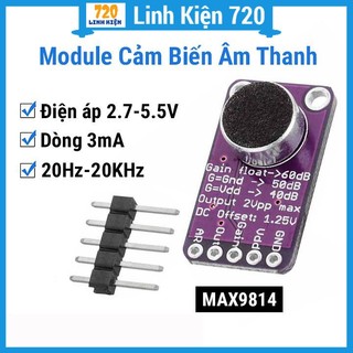 Module cảm biến âm thanh tích hợp agc max9814 tần số 20hz-20khz