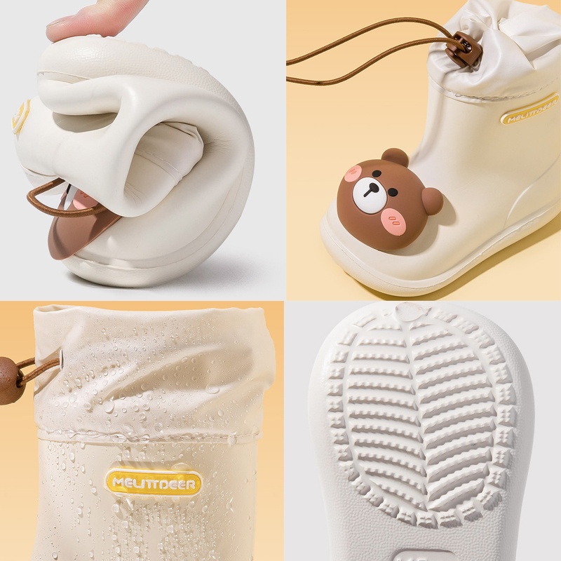 AYUER phim hoạt hình dễ thương gấu nhỏ dây đeo miệng giữa tay áo chống trượt giày đi mưa