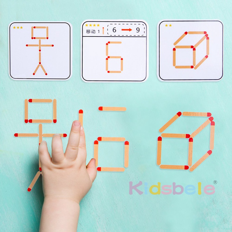 Trò chơi tương tác montessori bảng xếp hình que diêm cho bé trai bé gái tự làm toán học hình học giáo dục đồ chơi gỗ cho trẻ em trẻ em