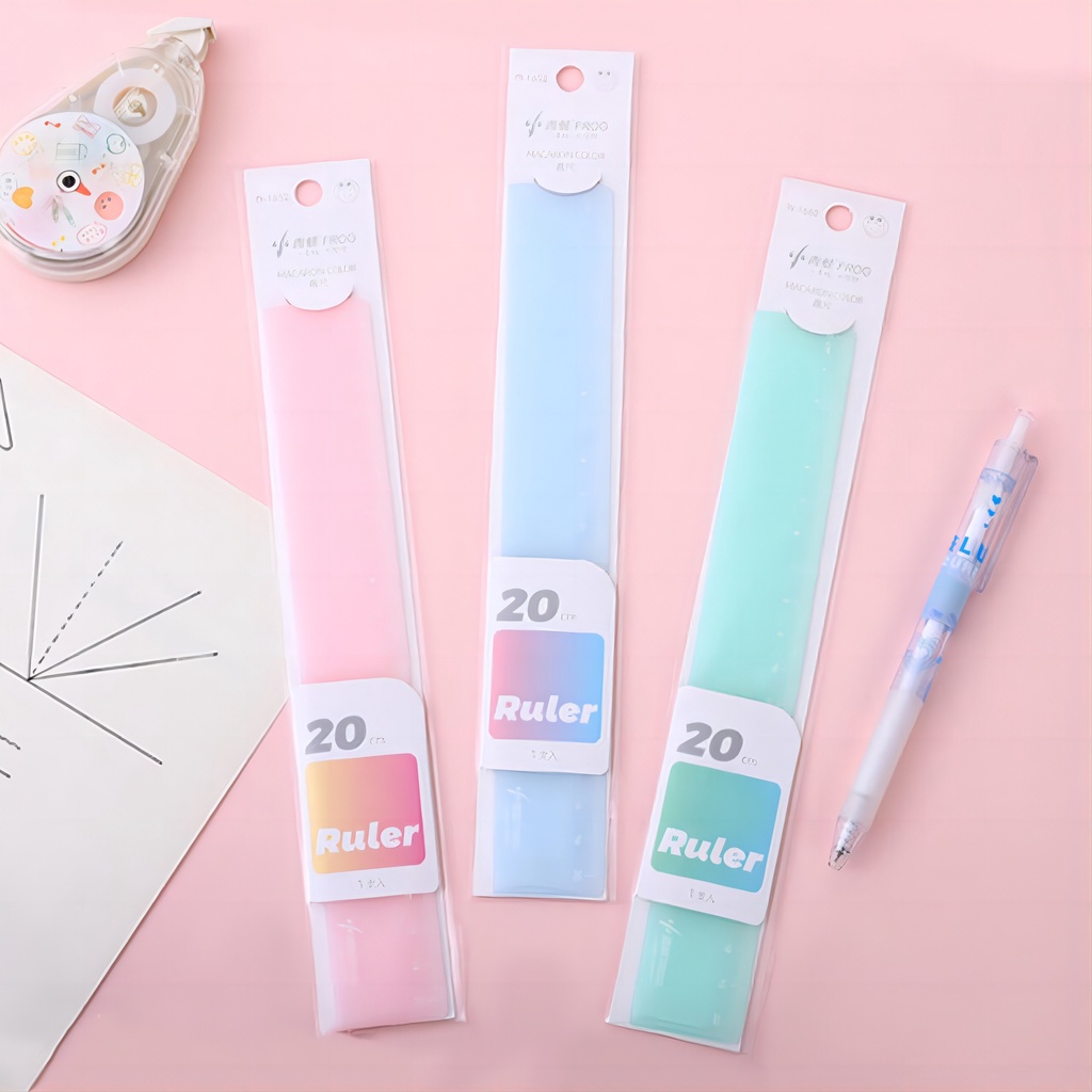 Thước màu thạch dành cho sinh viên thước kẻ đường sóng chuyên dụng 15cm 18cm 20cm thước nhựa văn phòng phẩm wj366