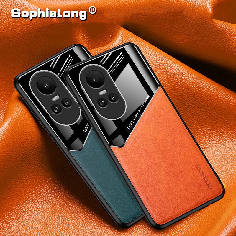 Vỏ da điện thoại oppo reno10 pro plus + reno 10 pro + ốp lưng pc cứng có từ tính trên ô tô bằng kim loại
