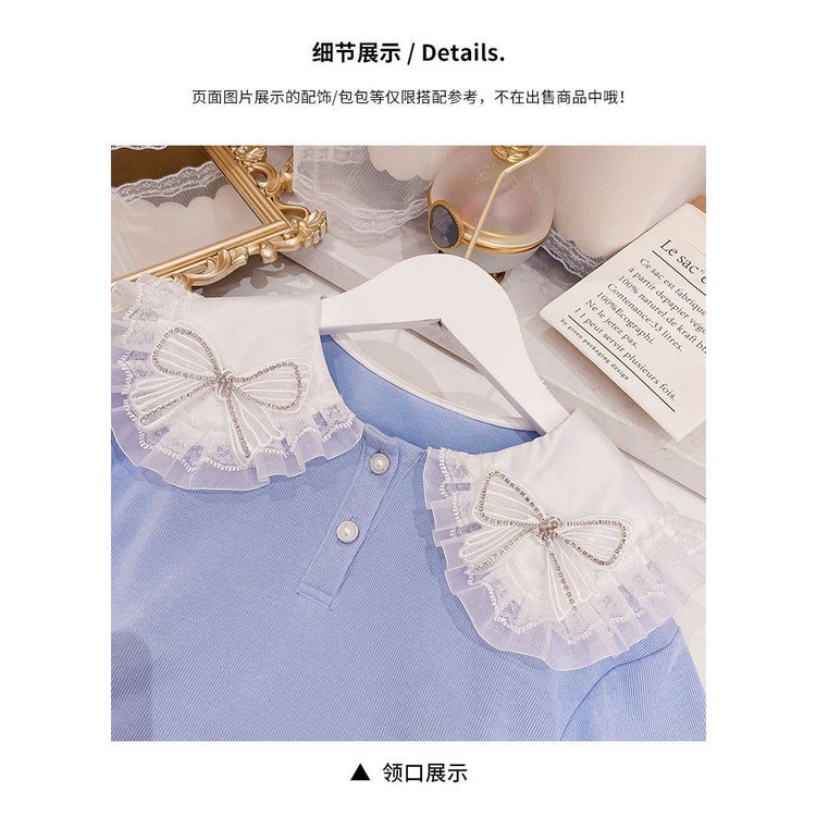 Nơ preppy style two-piece phiên bản hàn quốc váy xếp ly trẻ em quần áo mùa xuân vừa lớn phong cách mới 2023 áo len cho bé gái phù hợp với lhzn