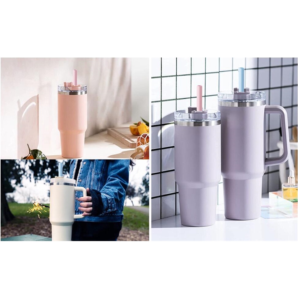 Ống hút silicone thay thế cho cốc tumbler stanley 40 oz 30 oz, ống hút tái sử dụng 6 gói với bàn chải làm sạch cho stanley adventure quencher travel tumbler, ống hút cho stanley accessor