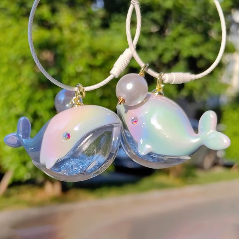 Cặp Móc Khóa Xe Hơi Đi Học Đính Ngọc Trai Và Cá Voi Bay Đến Bạn Dòng su zaizai Zhanng lurang