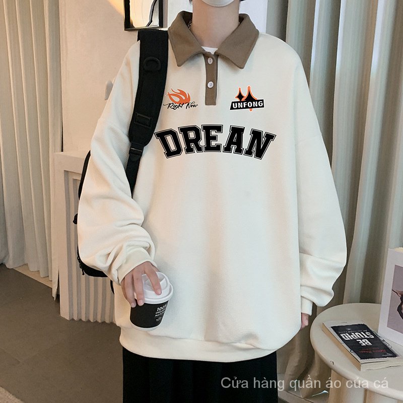 Áo len nam mùa xuân thu thanh niên áo sơ mi polo lỏng mùa thu phong cách mới hợp thời trang giản dị lười biếng