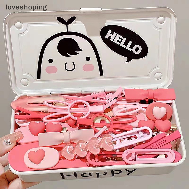 Set 2 / 3 Kẹp Tóc Nơ / Trái Tim Màu Hồng Dễ Thương Cho Bé Gái