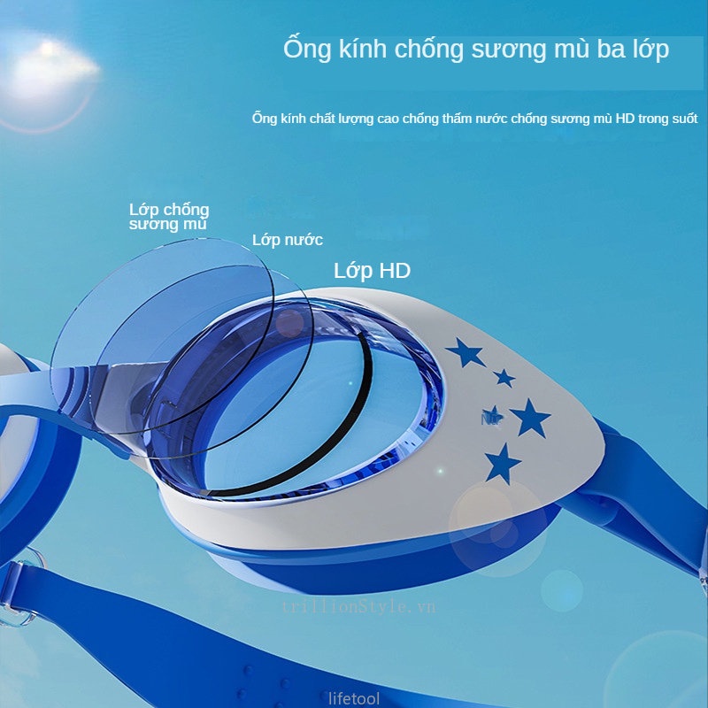 Kính Bơi Gọng Nhỏ Chống Thấm Nước Chống Sương Mù Họa Tiết Hoạt Hình Dễ Thương Cho Bé
