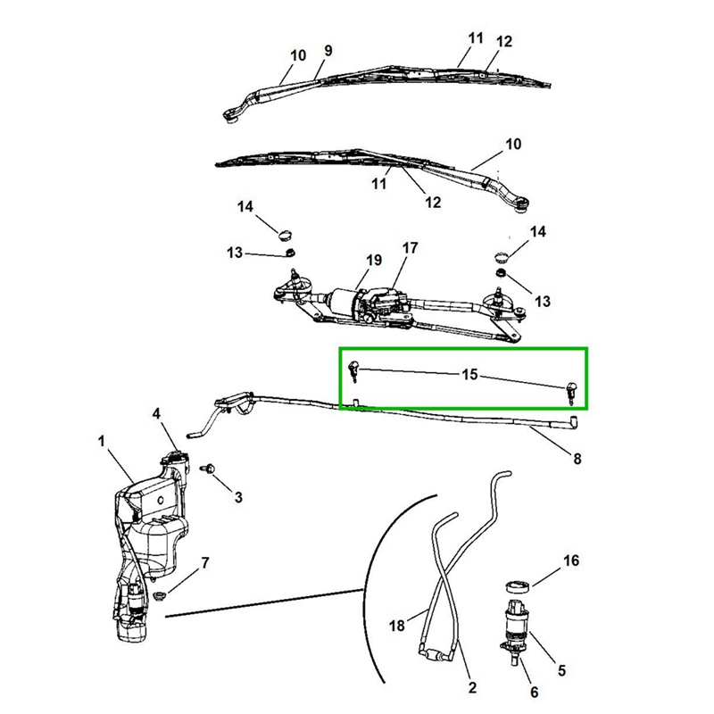 Set 2 Vòi Phun Nước Rửa Kính Chắn Gió Xe Ô Tô Dodge Caliber 2007-2012 Kèm 2 Vòi Phun