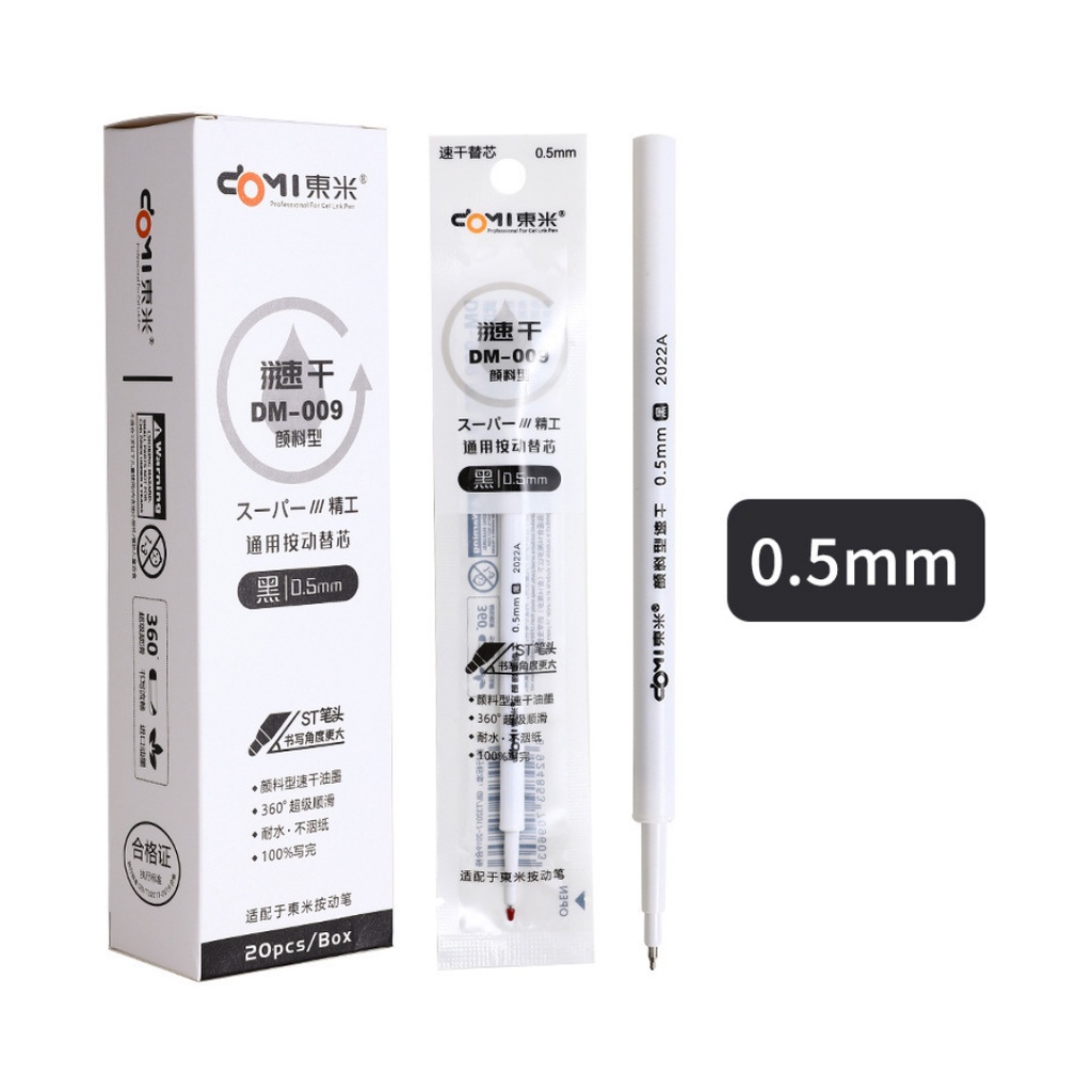 Ngòi bút gel DOMI đầu kim 0.5mm, ruột bút thay thế chất lượng cao