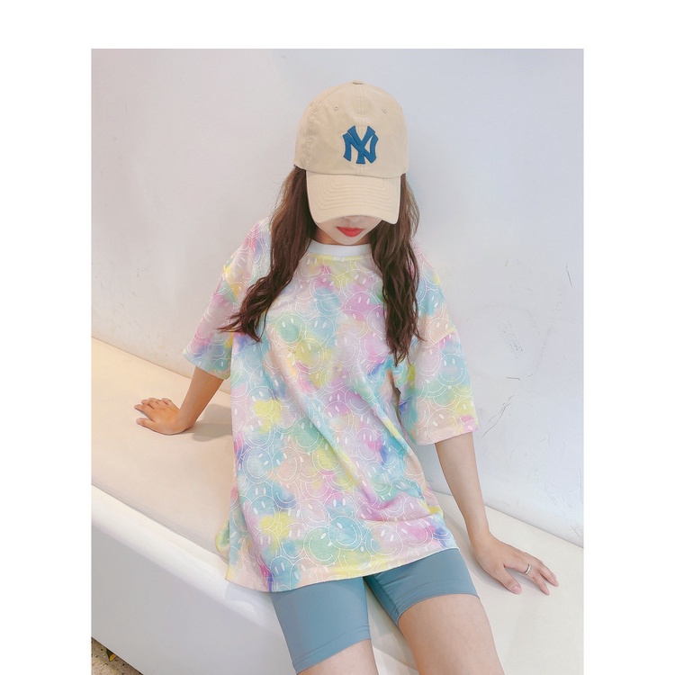 Áo Thun Tay Ngắn Nhuộm Màu Phong Cách Hàn Quốc Thời Trang Mùa Hè Cho Mẹ Và Bé 90-2XL