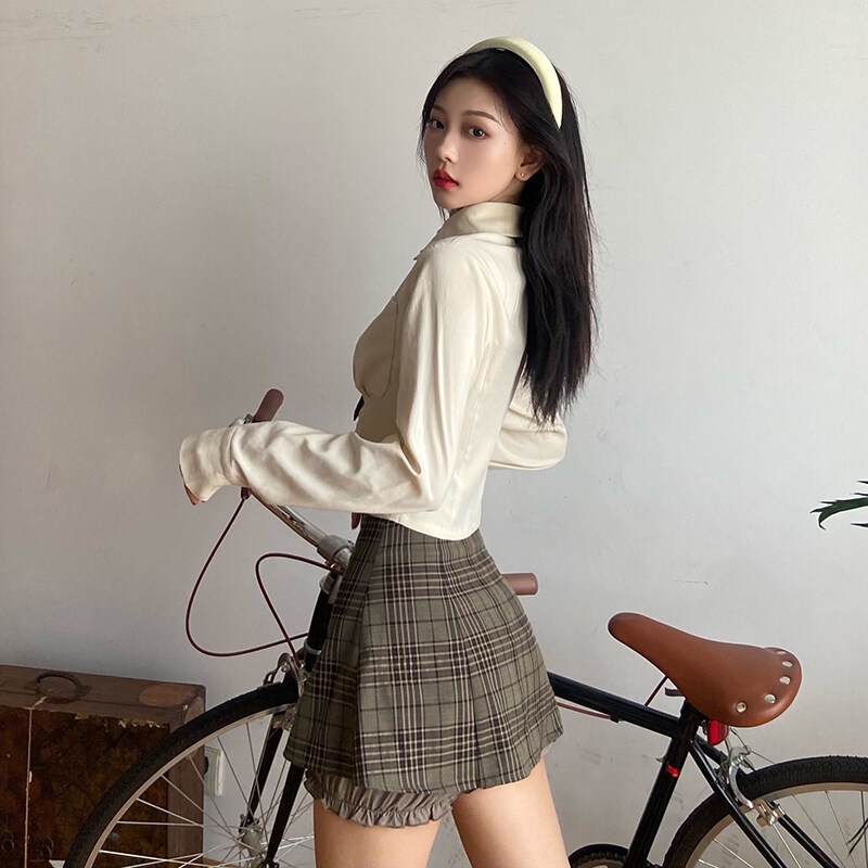 Kliou 2023 Mới Áo Sơ Mi Tay Dài Dáng Ôm Cà Vạt Cà Vạt Thời Trang Mới 2023