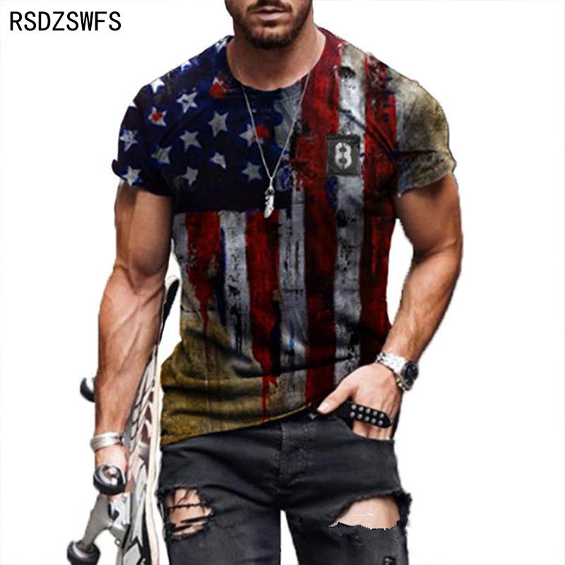 Áo Thun Thể Thao Tay Ngắn Dáng Rộng In Hình Lá Cờ 3D Thoáng Khí Thời Trang Mùa Hè 2022 Cho Nam