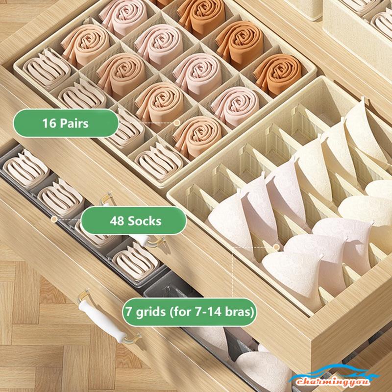 hộp vải đựng bảo quản đồ lót, khay đựng quần áo tất vớ vải không dệt tiết kiệm diện tích 6, 7,11, 24 ngăn