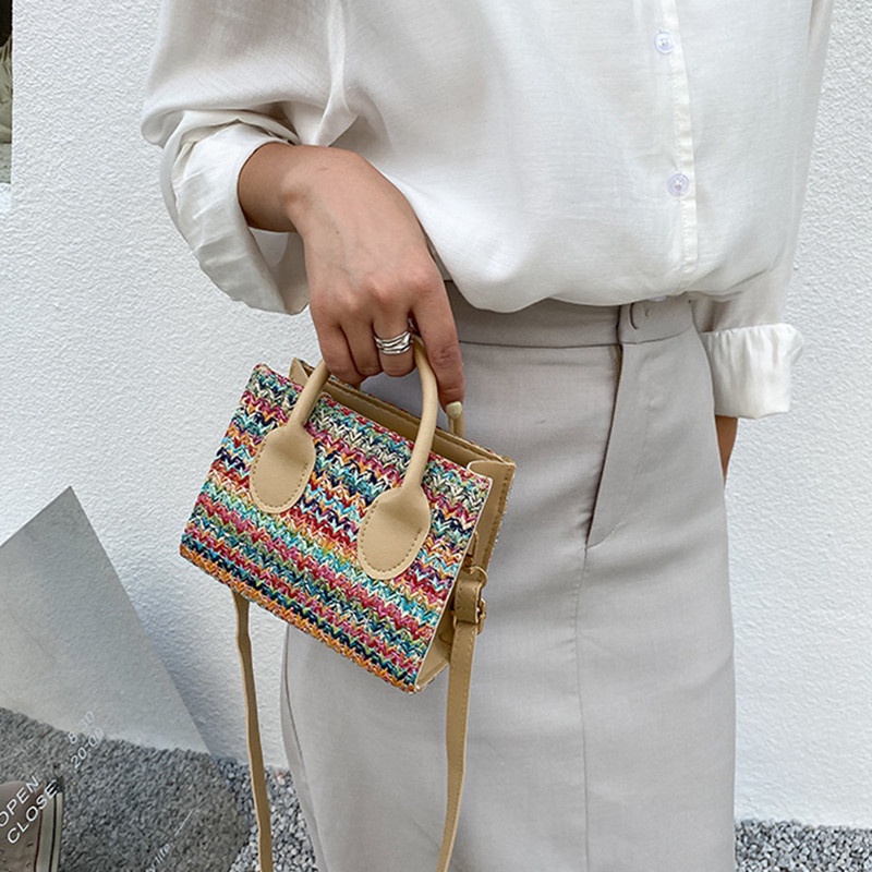 Túi Rơm Đeo Chéo Có Khóa Kéo Thời Trang Cho Nữ