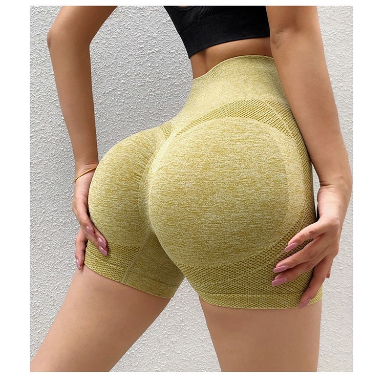 Quần Short Thể Thao Lưng Cao Ôm Dáng Không Đường May Nhanh Khô Thời Trang Cho Nữ